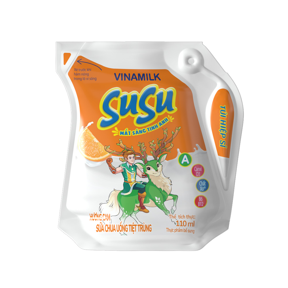 Sữa chua uống tiệt trùng Vinamilk Susu Hương cam túi 110ml