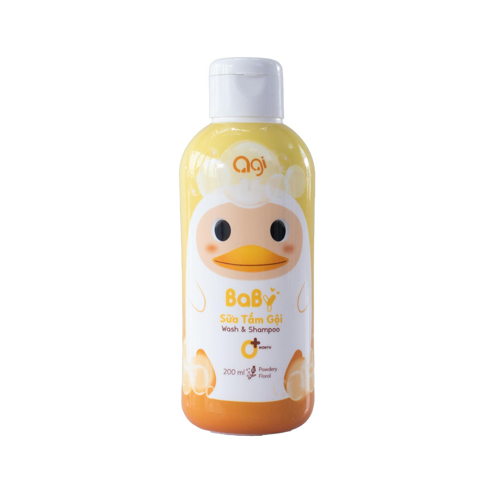 Sữa tắm gội Agi Hương phấn màu vàng 200ml